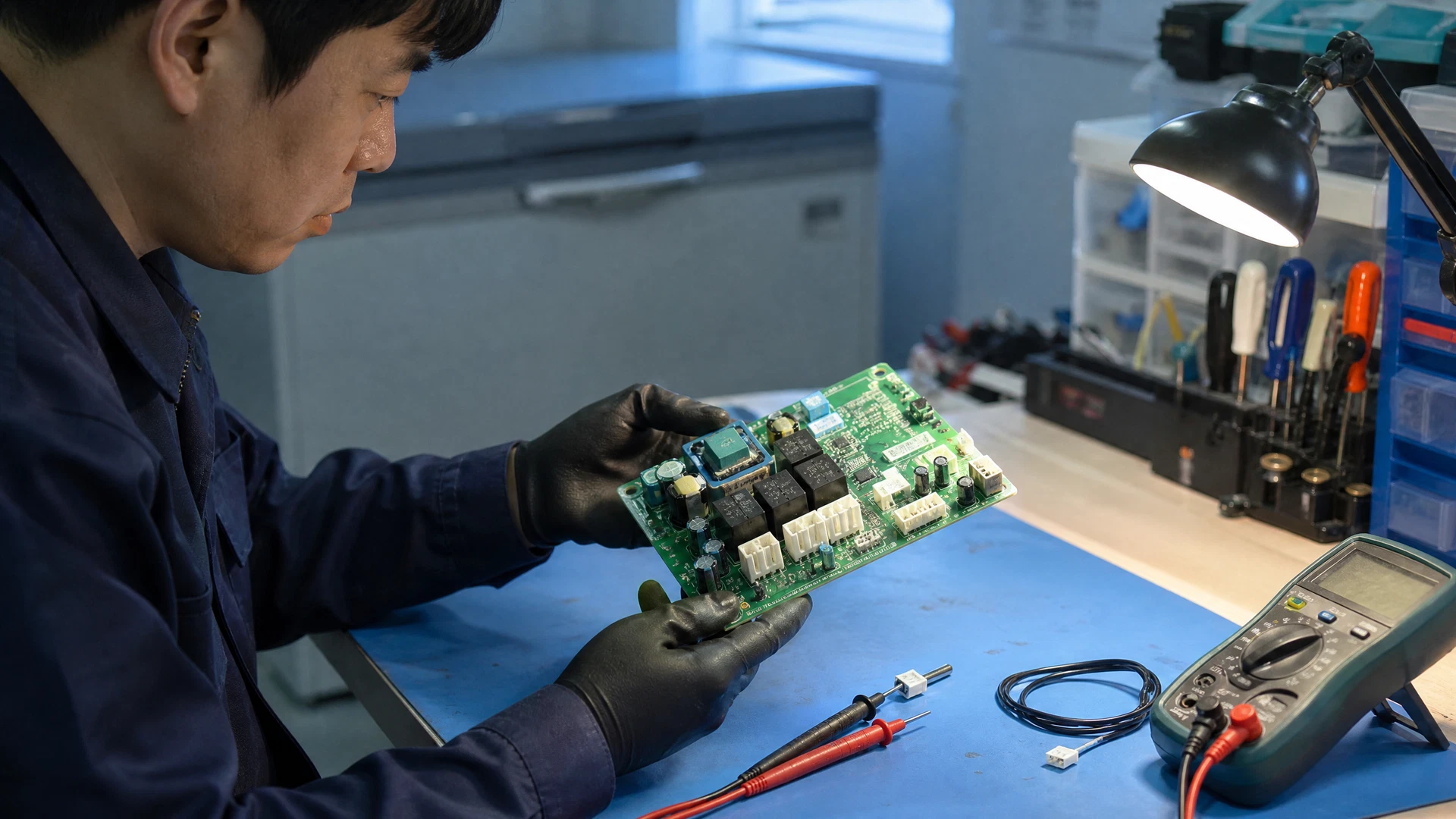 냉동고 PCB 수리, 온도 유지 실패의 제어 원인을 확인합니다 보드 진단 작업대