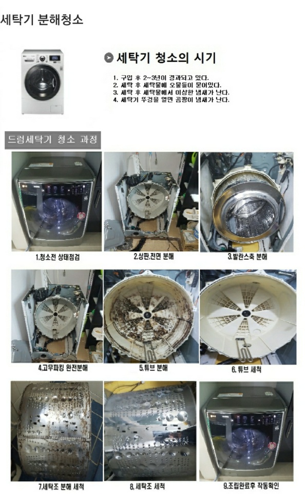 중구 동인4가동 드럼세탁기 분해 청소 과정